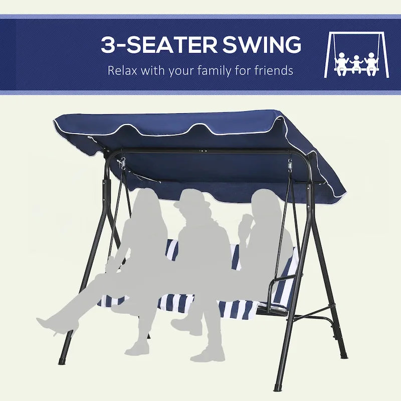 3-Seat Outdoor Patio Swing Chair with Removable Cushion