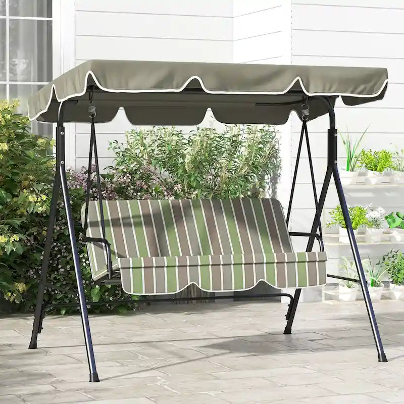 3-Seat Outdoor Patio Swing Chair with Removable Cushion