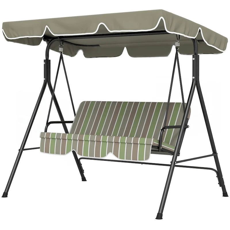3-Seat Outdoor Patio Swing Chair with Removable Cushion