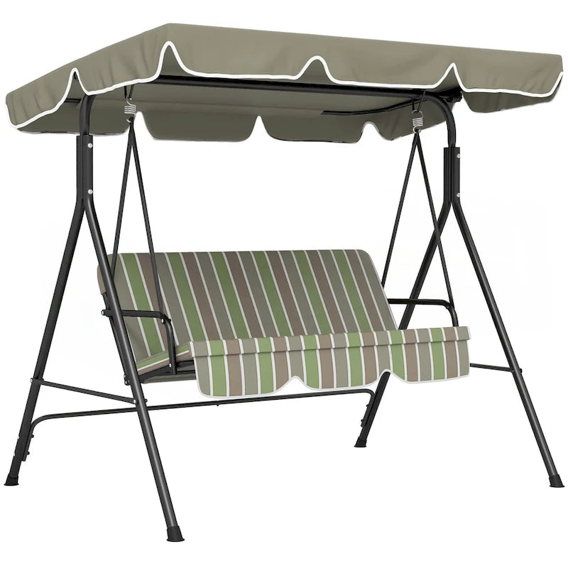 3-Seat Outdoor Patio Swing Chair with Removable Cushion