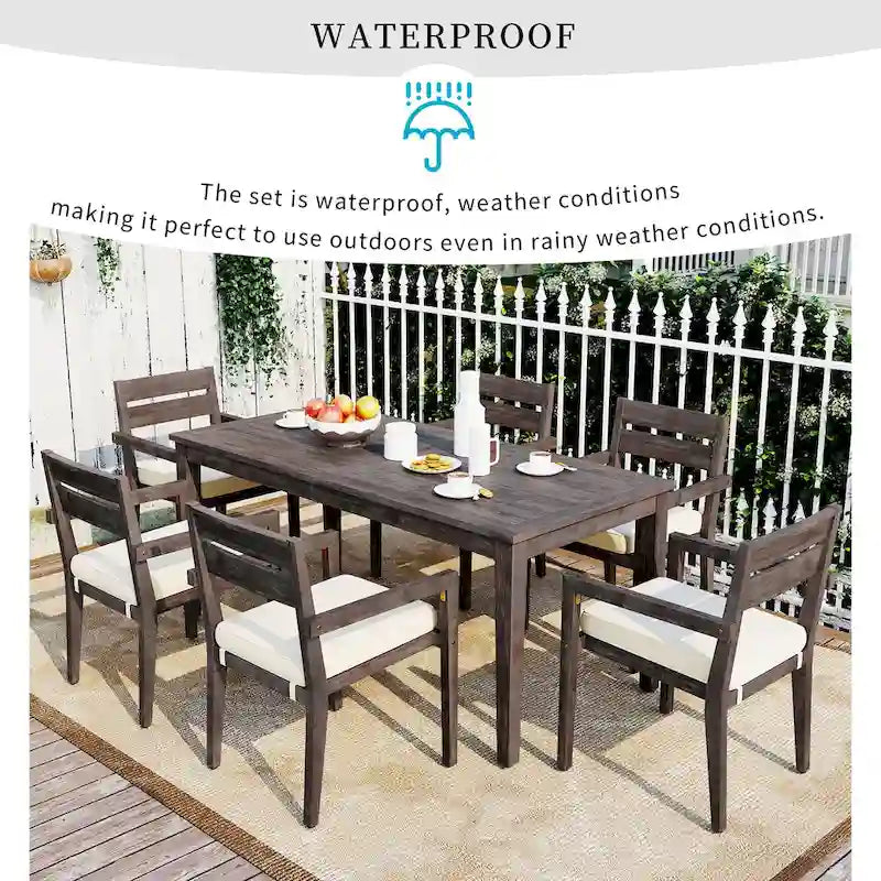 Acacia Wood Outdoor Dining Table And Chairs Suitable For Patio
