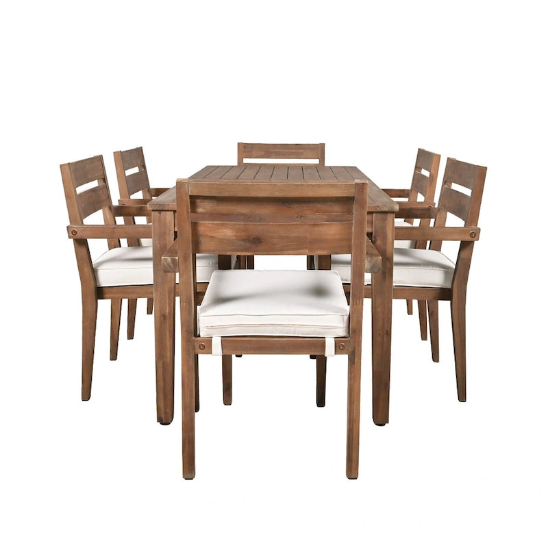 Acacia Wood Outdoor Dining Table And Chairs Suitable For Patio