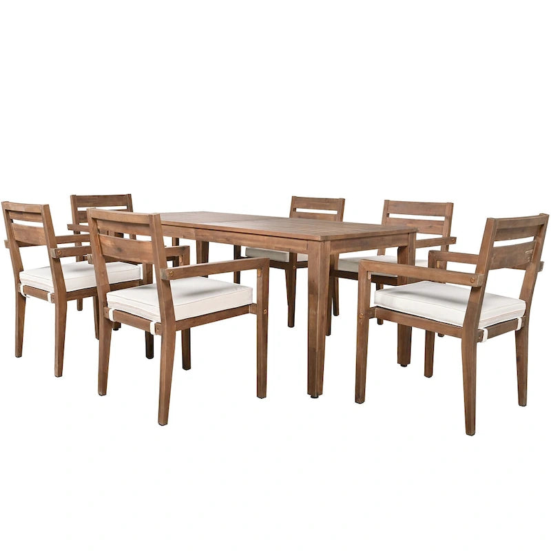 Acacia Wood Outdoor Dining Table And Chairs Suitable For Patio