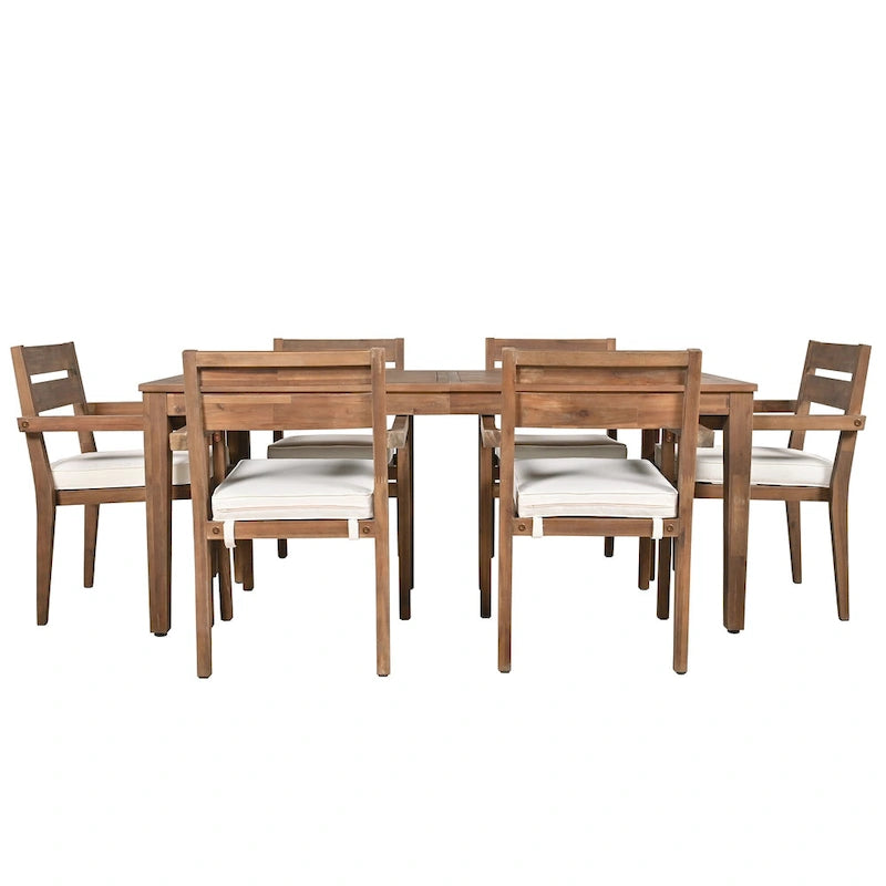 Acacia Wood Outdoor Dining Table And Chairs Suitable For Patio