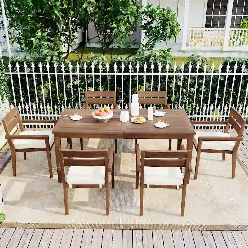 Acacia Wood Outdoor Dining Table And Chairs Suitable For Patio