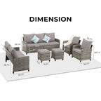 6 PCS Patio Furniture Set, Outdoor Wicker Conversation Sectional Sofa Couch Furniture Sets with Ottomans