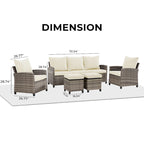 6 PCS Patio Furniture Set, Outdoor Wicker Conversation Sectional Sofa Couch Furniture Sets with Ottomans