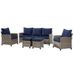 6 PCS Patio Furniture Set, Outdoor Wicker Conversation Sectional Sofa Couch Furniture Sets with Ottomans