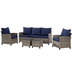 6 PCS Patio Furniture Set, Outdoor Wicker Conversation Sectional Sofa Couch Furniture Sets with Ottomans