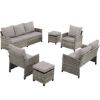 6 PCS Patio Furniture Set, Outdoor Wicker Conversation Sectional Sofa Couch Furniture Sets with Ottomans