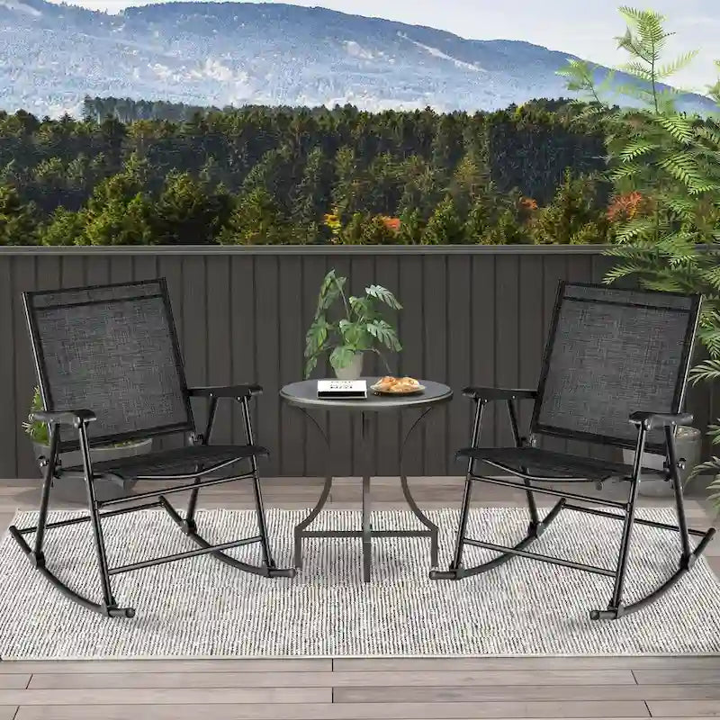 Costway 2 PCS Patio Folding Rocking Chair Heavy-Duty Metal Frame - See Details