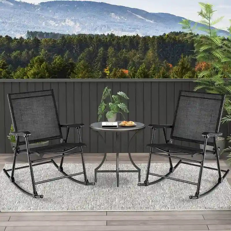 Costway 2 PCS Patio Folding Rocking Chair Heavy-Duty Metal Frame - See Details