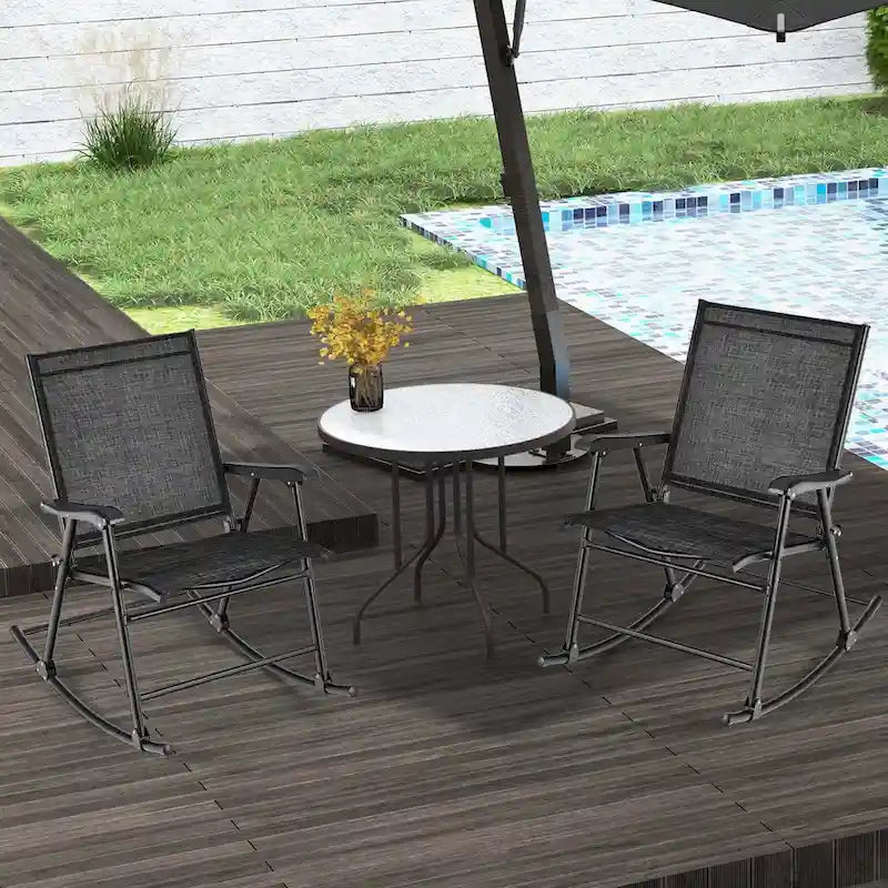 Costway 2 PCS Patio Folding Rocking Chair Heavy-Duty Metal Frame - See Details