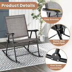 Costway 2 PCS Patio Folding Rocking Chair Heavy-Duty Metal Frame - See Details