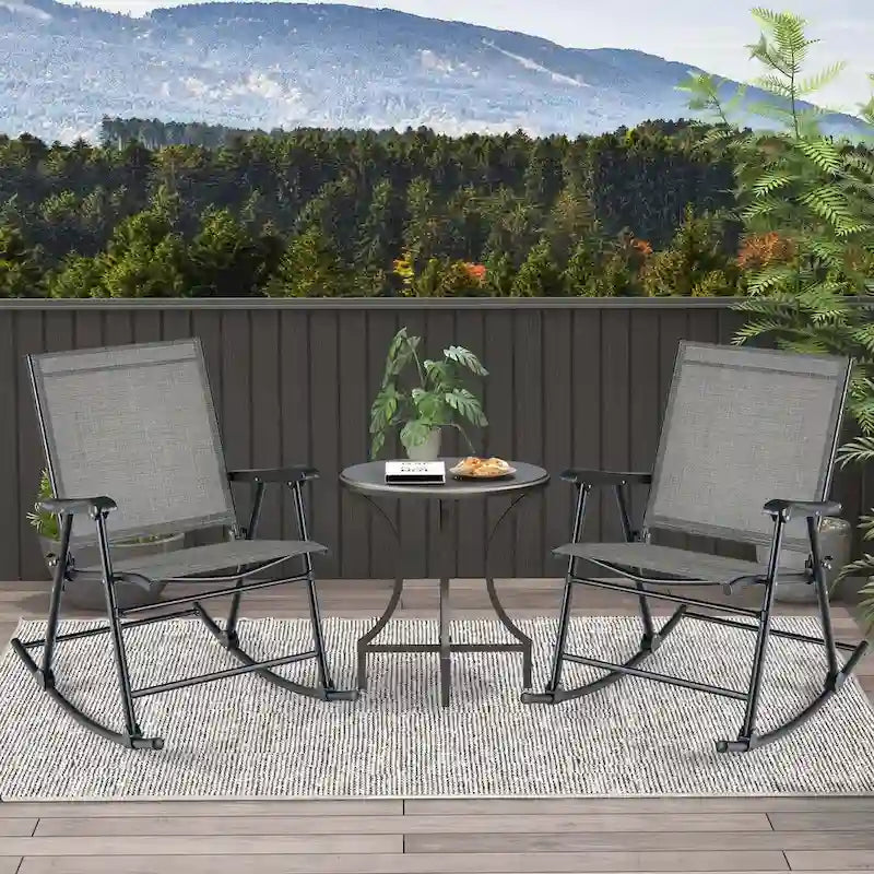 Costway 2 PCS Patio Folding Rocking Chair Heavy-Duty Metal Frame - See Details