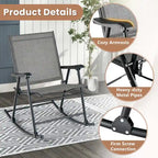 Costway 2 PCS Patio Folding Rocking Chair Heavy-Duty Metal Frame - See Details