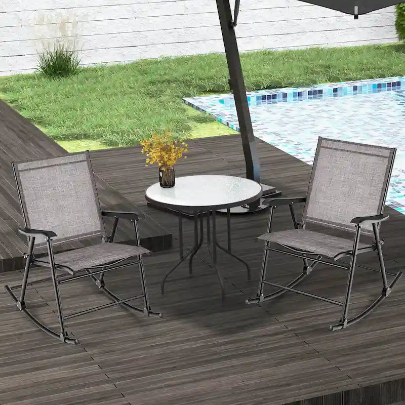Costway 2 PCS Patio Folding Rocking Chair Heavy-Duty Metal Frame - See Details