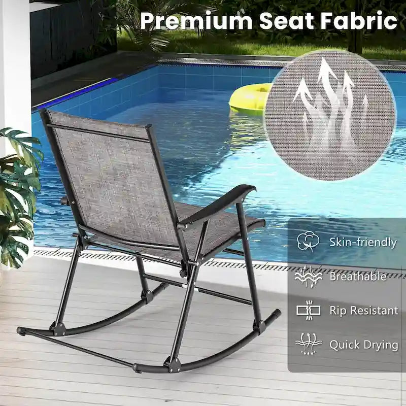 Costway 2 PCS Patio Folding Rocking Chair Heavy-Duty Metal Frame - See Details