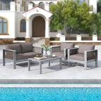 Costway 2 PCS Aluminum Single Sofa Outdoor Furniture Set with Thick - See Details