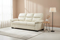 Flared Arm Faux Leather Straight Sofa - 78 - Beige