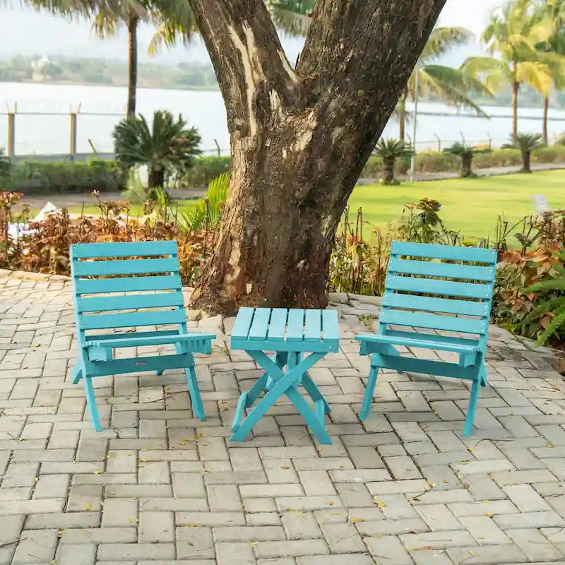 Versailles Quick Assembly All-Weather Outdoor Folding Patio Chair and Table Set - 3-piece