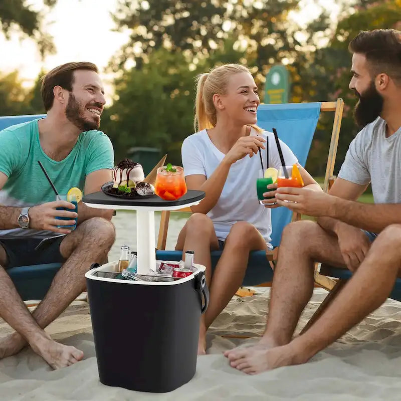 Costway 4 Gallon Portable Cooler Bar Table with Handle Bottle Opener & - See Details