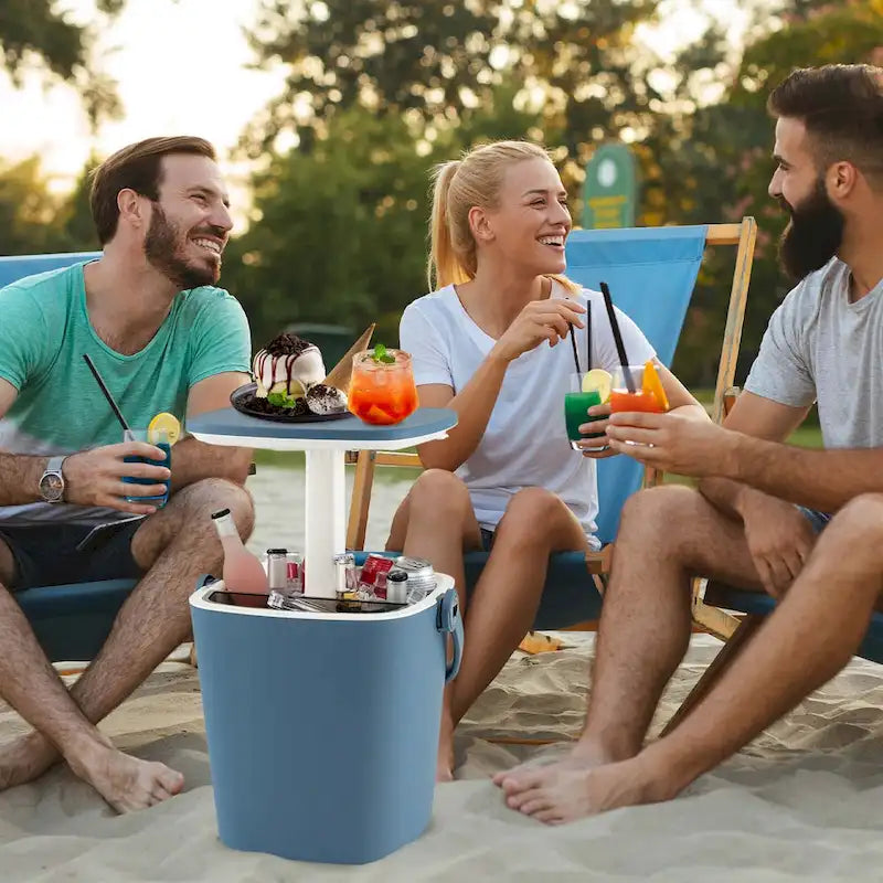 Costway 4 Gallon Portable Cooler Bar Table with Handle Bottle Opener & - See Details