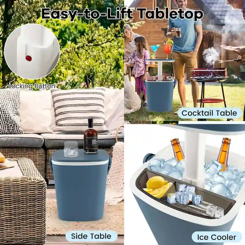 Costway 4 Gallon Portable Cooler Bar Table with Handle Bottle Opener & - See Details
