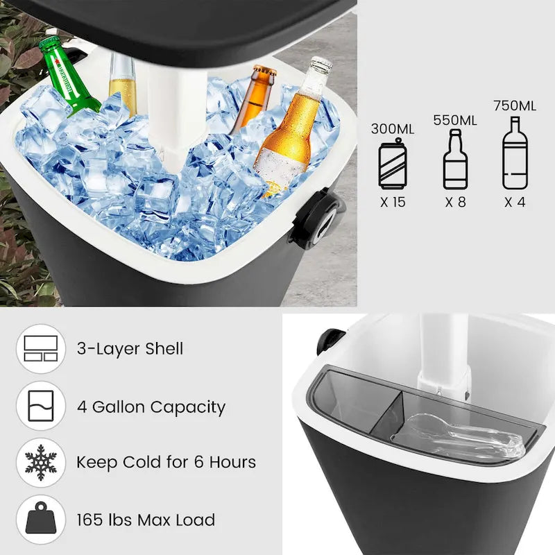 Costway 4 Gallon Portable Cooler Bar Table with Handle Bottle Opener & - See Details