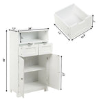 Gymax Bathroom Floor Cabinet Wooden Storage Organizer Side Cabinet W/2 - See Details