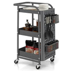 Gymax 3-Tier Utility Storage Cart Metal Rolling Trolley w/ DIY