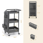 Gymax 3-Tier Utility Storage Cart Metal Rolling Trolley w/ DIY