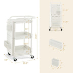Gymax 3-Tier Utility Storage Cart Metal Rolling Trolley w/ DIY