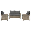 4-Piece Gray Outdoor Wicker Patio Seating Sofa, 1 Love-seat and 2 Single Sofa