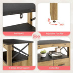 Bestier Hallway & Living Room Storage Cabinet w/ 2 Shelves and 5 Drawers, Brown - 83