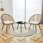Modern 3-Piece Outdoor Set  17.7 Spill-Proof Round Coffee Table & 2 Rattan Swivel Chairs for Patio Tea Time