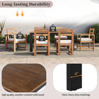 7-Piece Outdoor Patio Acacia Wood Dining Set with Umbrella Hole, 2 Armchairs and 4 Side Chairs
