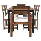 7-Piece Outdoor Patio Acacia Wood Dining Set with Umbrella Hole, 2 Armchairs and 4 Side Chairs