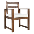 7-Piece Outdoor Patio Acacia Wood Dining Set with Umbrella Hole, 2 Armchairs and 4 Side Chairs