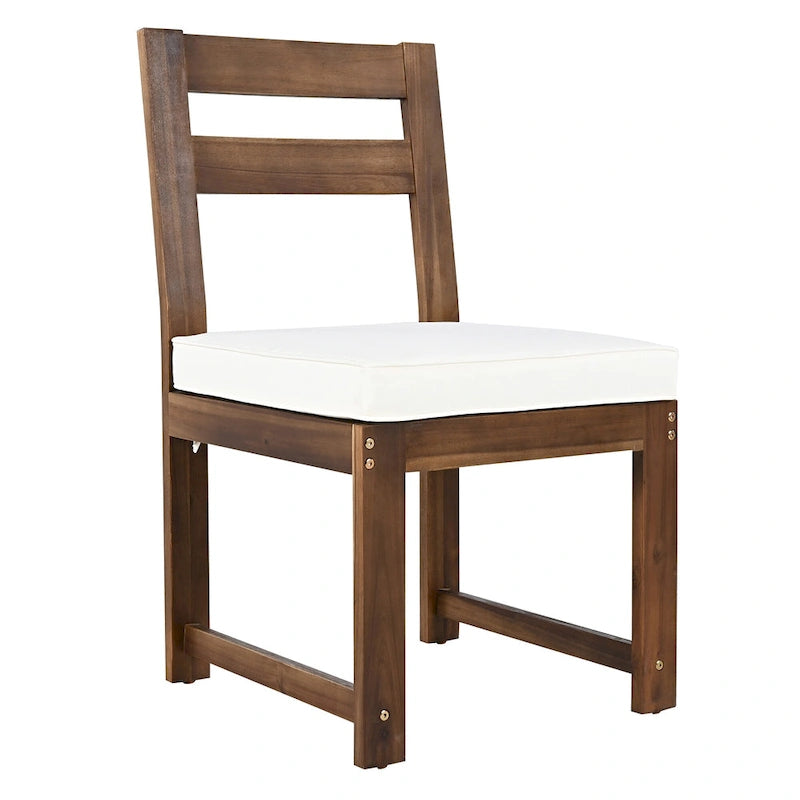 7-Piece Outdoor Patio Acacia Wood Dining Set with Umbrella Hole, 2 Armchairs and 4 Side Chairs