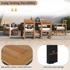 7-Piece Outdoor Patio Acacia Wood Dining Set with Umbrella Hole, 2 Armchairs and 4 Side Chairs