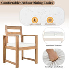 7-Piece Outdoor Patio Acacia Wood Dining Set with Umbrella Hole, 2 Armchairs and 4 Side Chairs