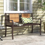 Costway 51 Patio Metal Bench for 2-3 with Rattan Backrest & Curved - See Details