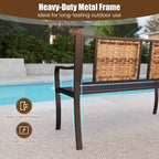 Costway 51 Patio Metal Bench for 2-3 with Rattan Backrest & Curved - See Details
