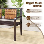 Costway 51 Patio Metal Bench for 2-3 with Rattan Backrest & Curved - See Details
