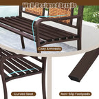 Costway 51 Patio Metal Bench for 2-3 with Rattan Backrest & Curved - See Details