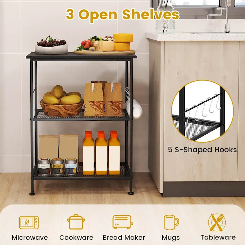 Costway 3-Tier Kitchen Serving Cart Utility Standing Microwave Rack - See Details