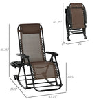 Outdoor Rocking Chairs, Foldable Reclining Zero Gravity Lounge Rocker with Pillow, Cup, Phone Holder and Folding Legs
