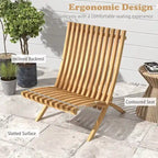 Gymax Folding Patio Chair Teak Wood Outdoor Lounge Chair w/ Slatted