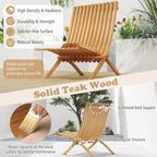 Gymax Folding Patio Chair Teak Wood Outdoor Lounge Chair w/ Slatted
